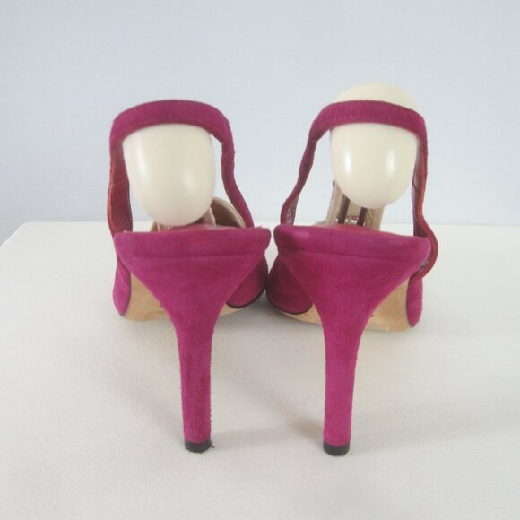 LK Bennett Womens 8 Purple Suede Slingback Pumps Peep Toe Heels Made Spain EU 39 - Picture 7 of 11